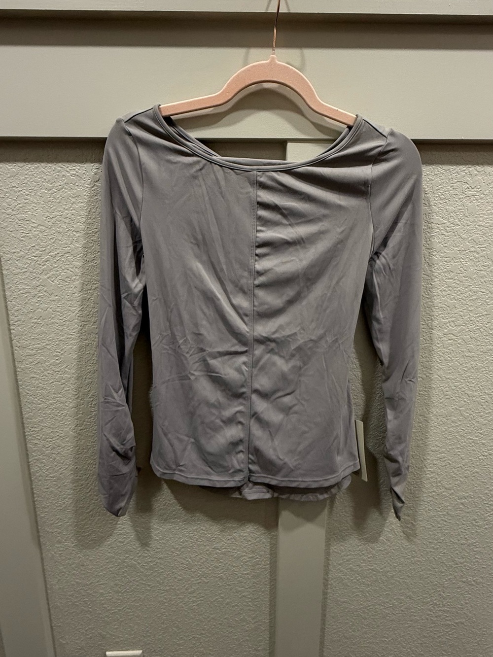 HALARA Light Gray Open-Back Long Sleeve Top